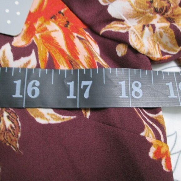NWT Daniel Rainn Burgundy Floral 3/4 Sleeve Split-neck Chiffon Top-PXS - Picture 10 of 16